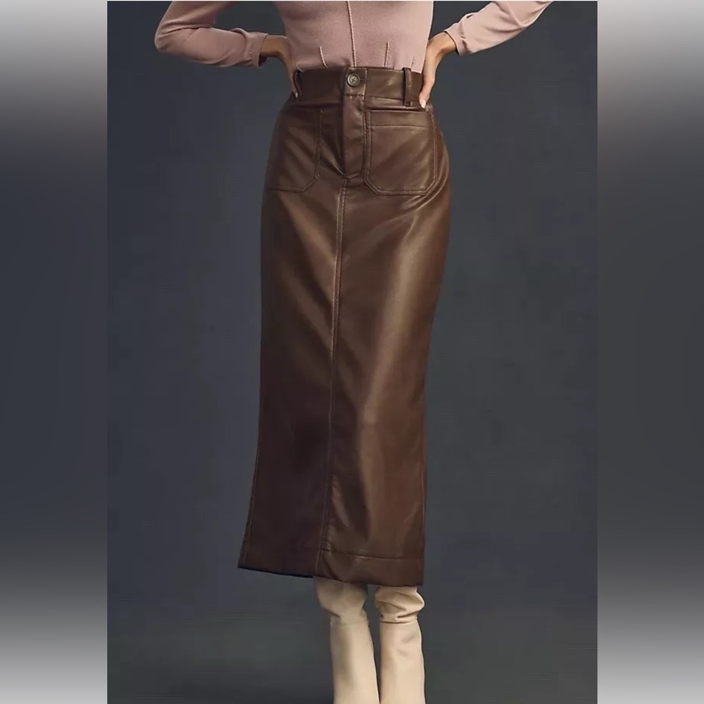 MAEVE BY ANTHROPOLOGIE The Colette Faux Leather Maxi Skirt Women's Xxs/ Small